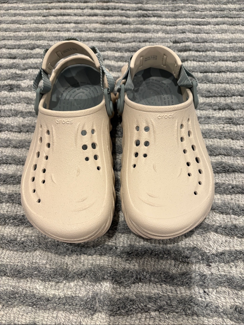 Brand new CROCS Kids Beige Clogs with Gray Heel Strap